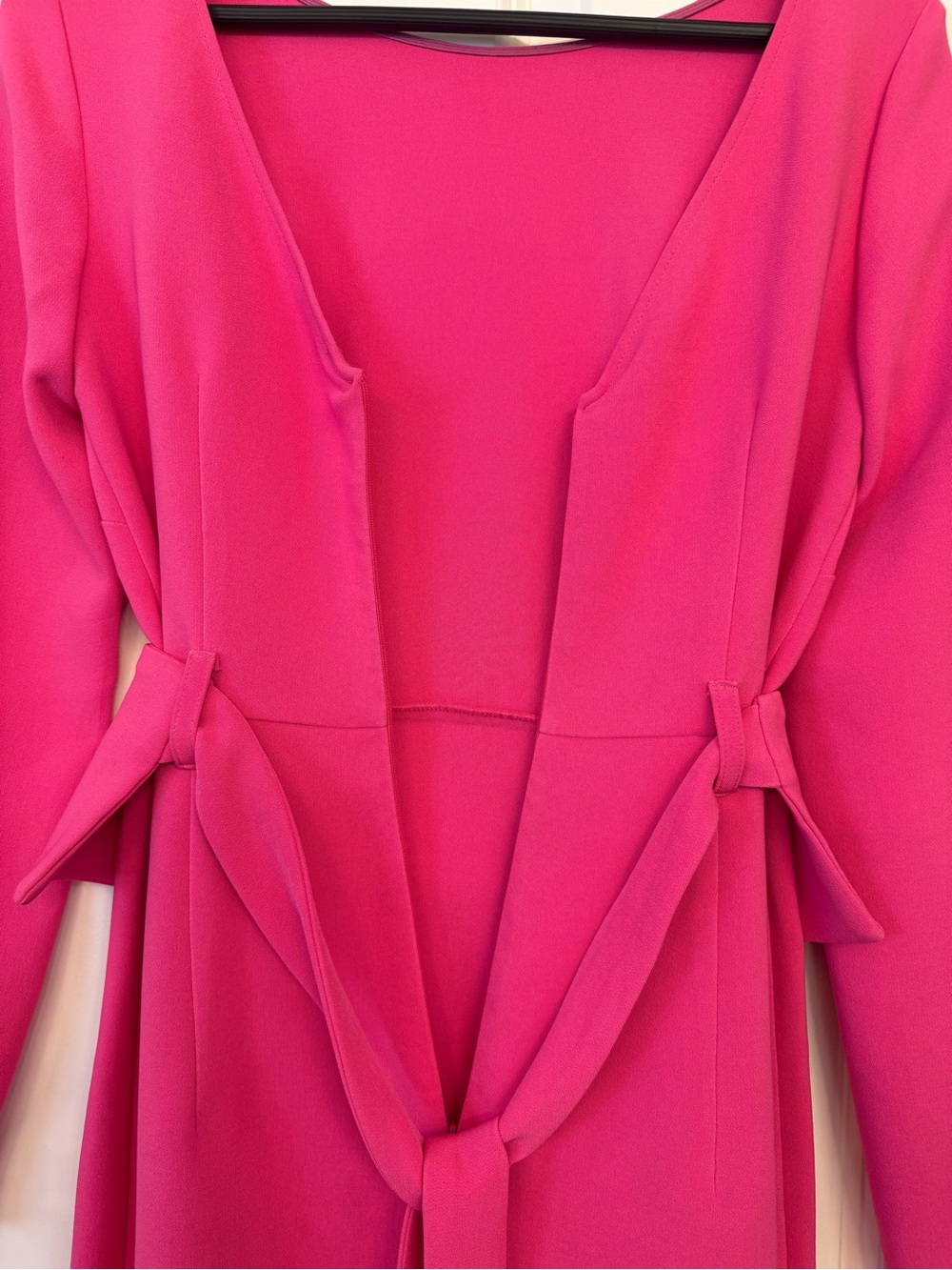 P.A.R.O.S.H. Hot Pink Fuchsia Wrap Waist Midi Dress Size Medium - Picture 12 of 12